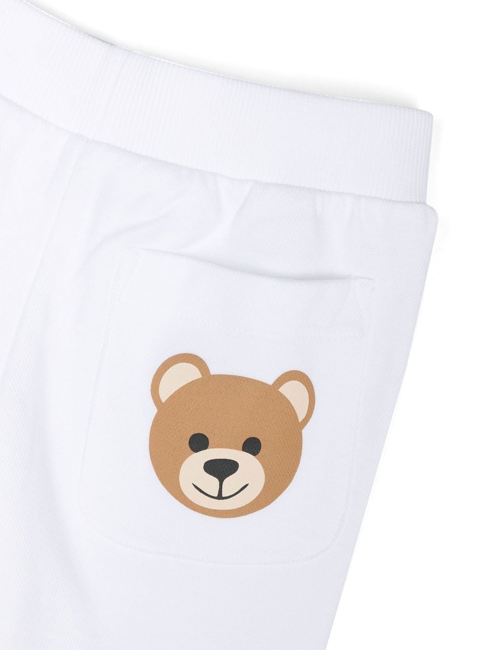 Shop Moschino Toy Bear Print Detail Trousers In White
