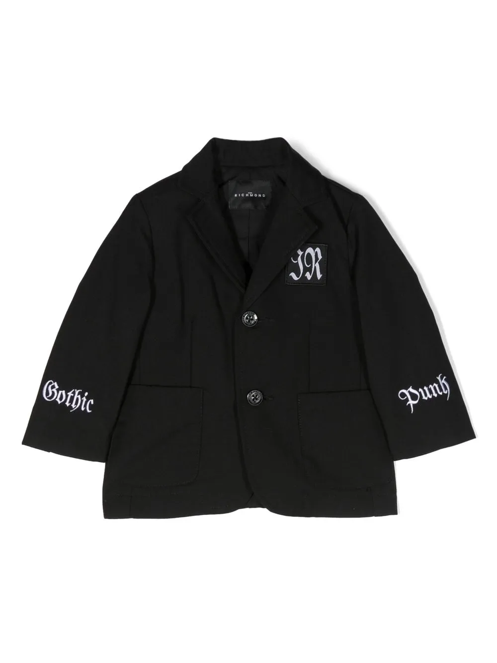 

John Richmond Junior logo-patch single-breasted blazer - Black