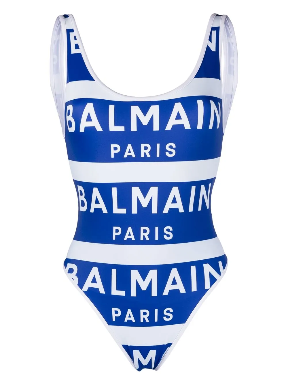 

Balmain logo-print U-neck swimsuit - Blue