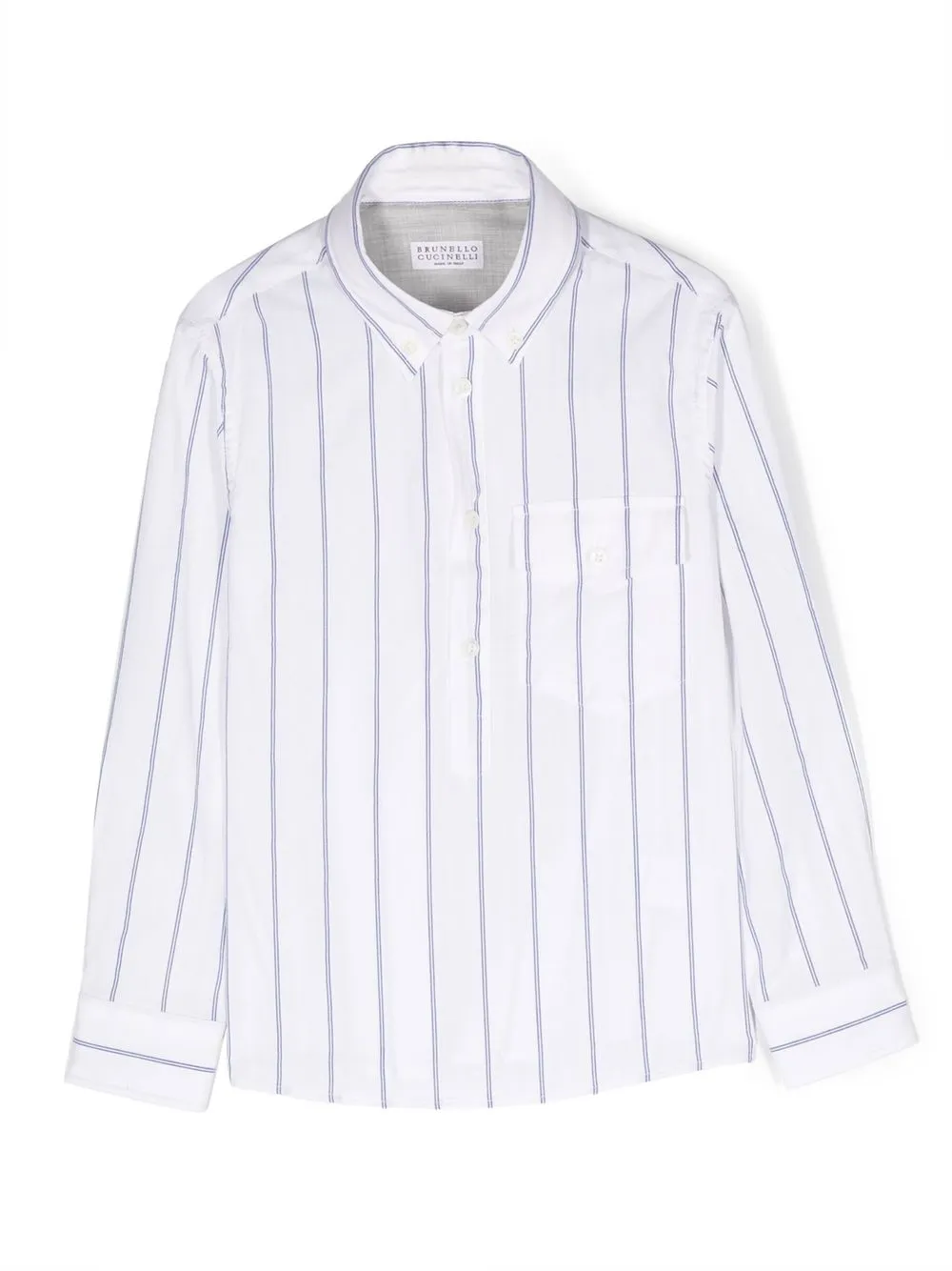 

Brunello Cucinelli Kids camisa con motivo a rayas - Blanco