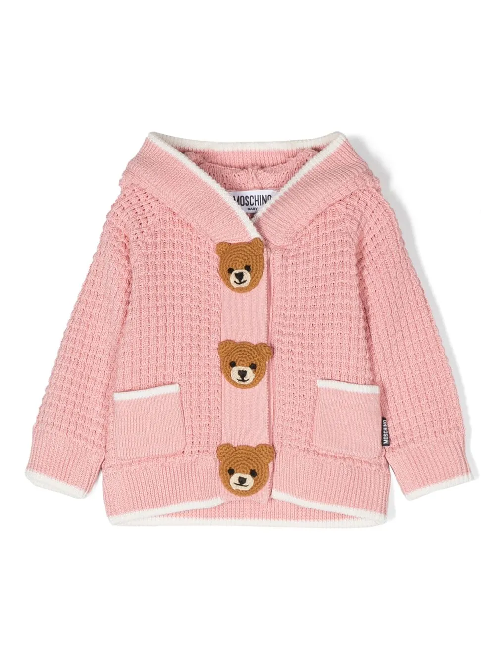

Moschino Kids Teddy Bear-motif hooded cardigan - Pink
