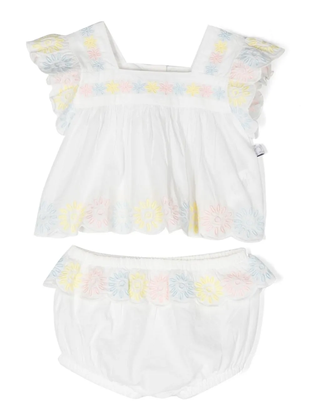 Stella Mccartney Babies' Floral-embroidered Two-piece Set In White