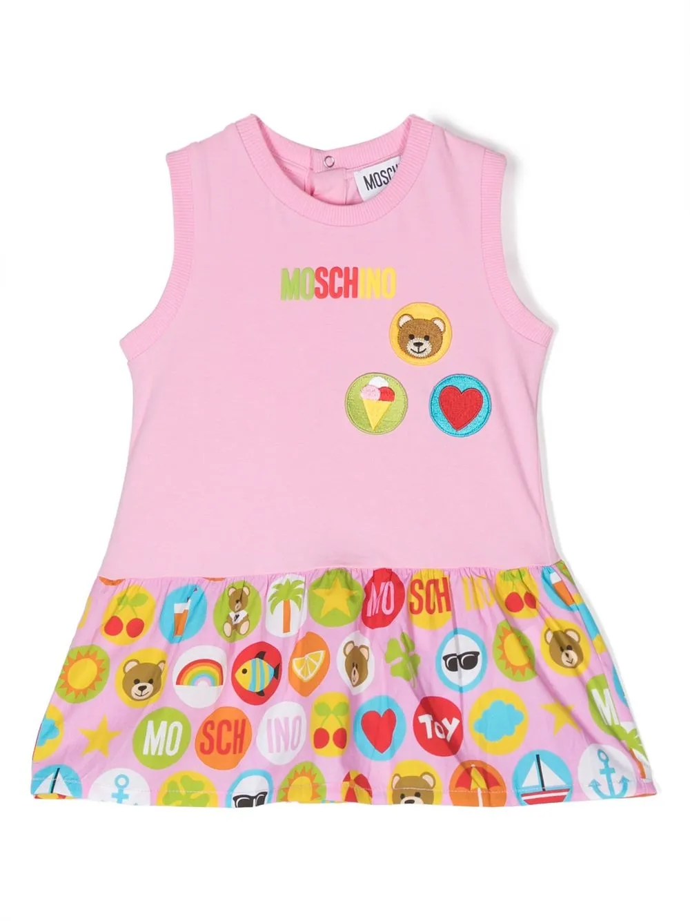 

Moschino Kids vestido sin mangas con estampado gráfico - Rosado