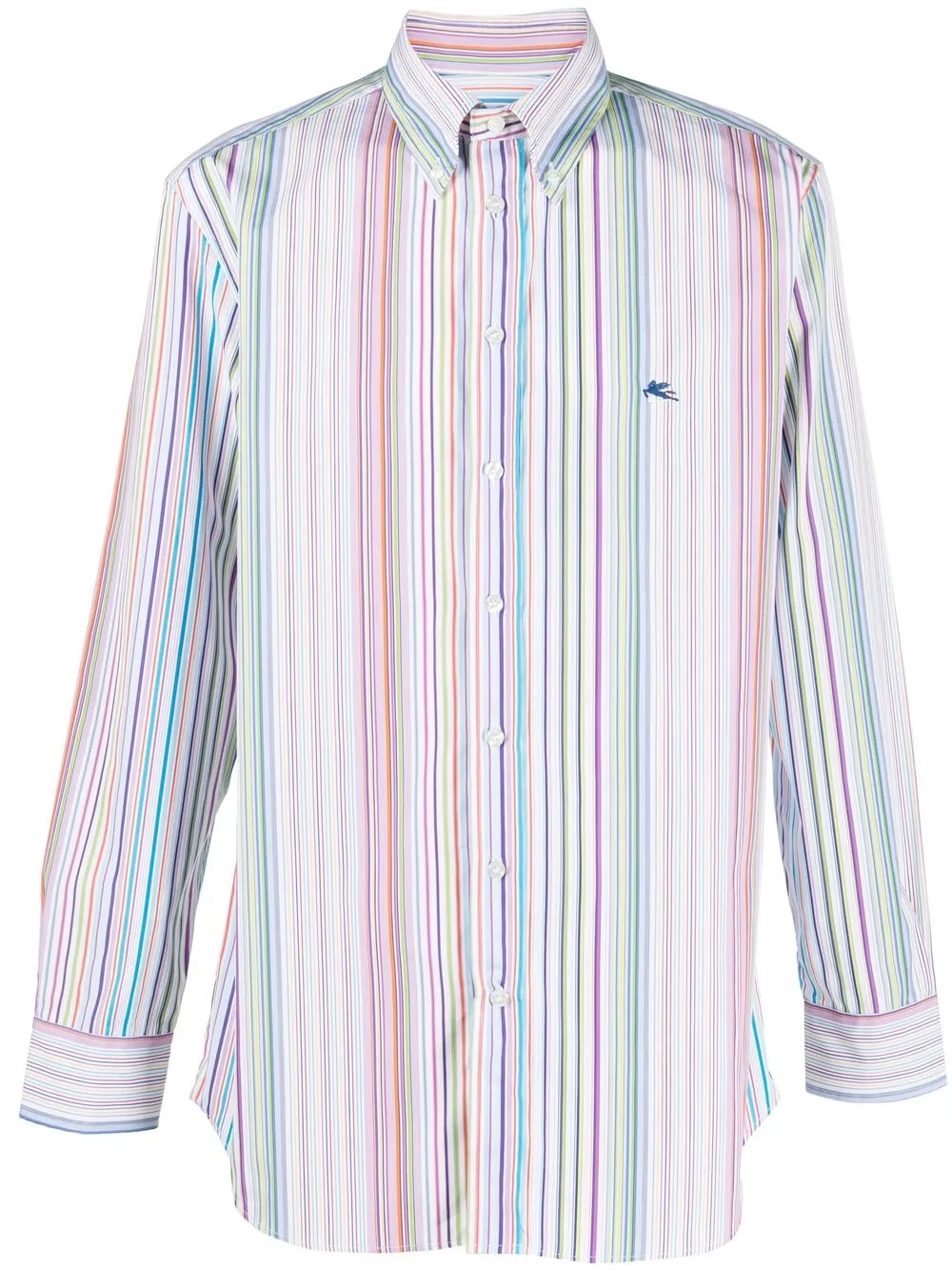 

ETRO 'Pegaso' logo-embroidered stripe shirt - Purple