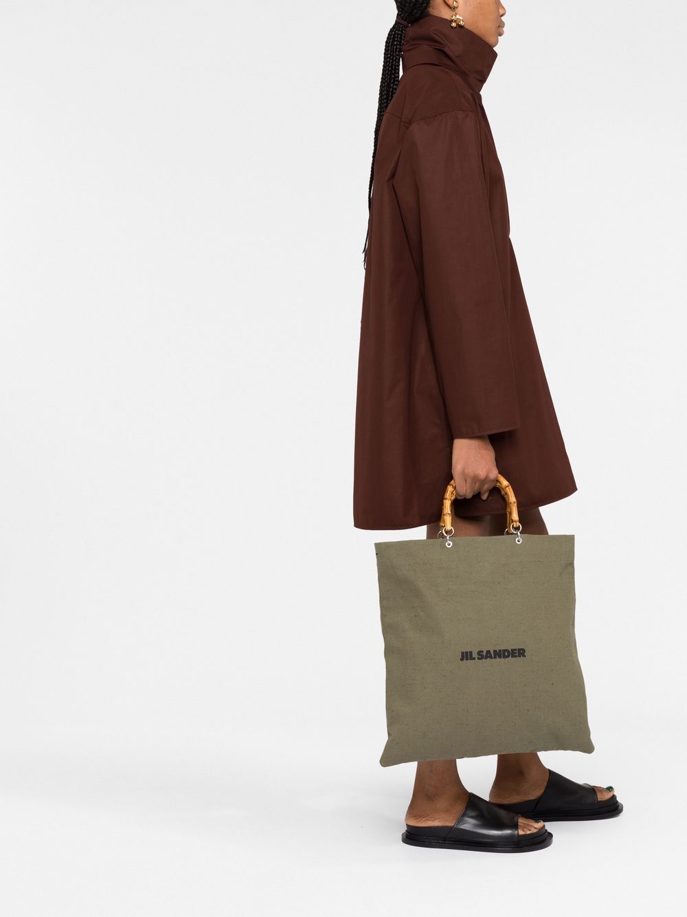 Jil Sander Shopper met logoprint - Groen