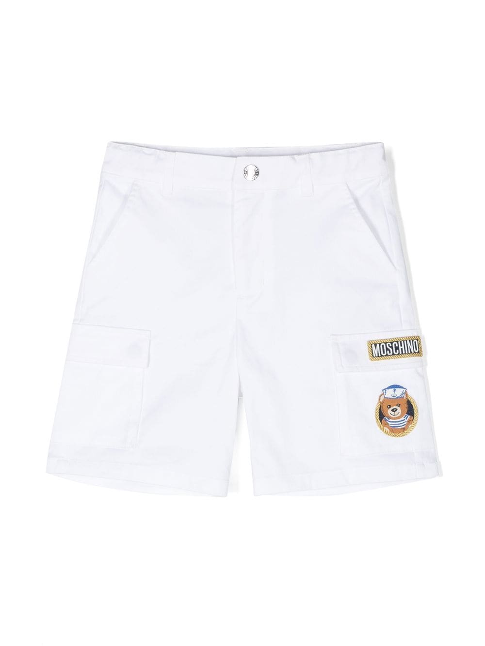 Moschino Kids' Sailor-teddy 工装短裤 In White
