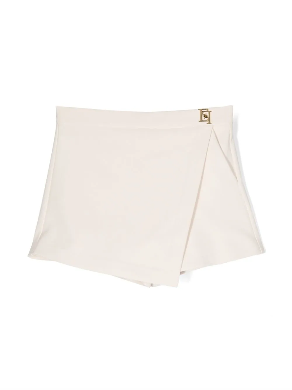 

Elisabetta Franchi La Mia Bambina side logo-plaque wrap shorts - Neutrals