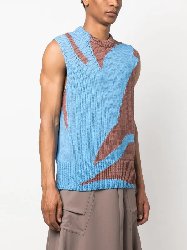 トップス 90's JIL SANDER archive knit sullen vest Jil Sander abstract-print Cotton Vest | Blue | FARFETCH IN