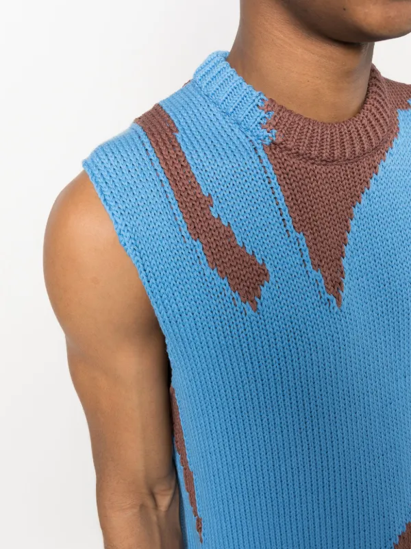 Jil Sander abstract-print Cotton Vest | Blue | FARFETCH IN