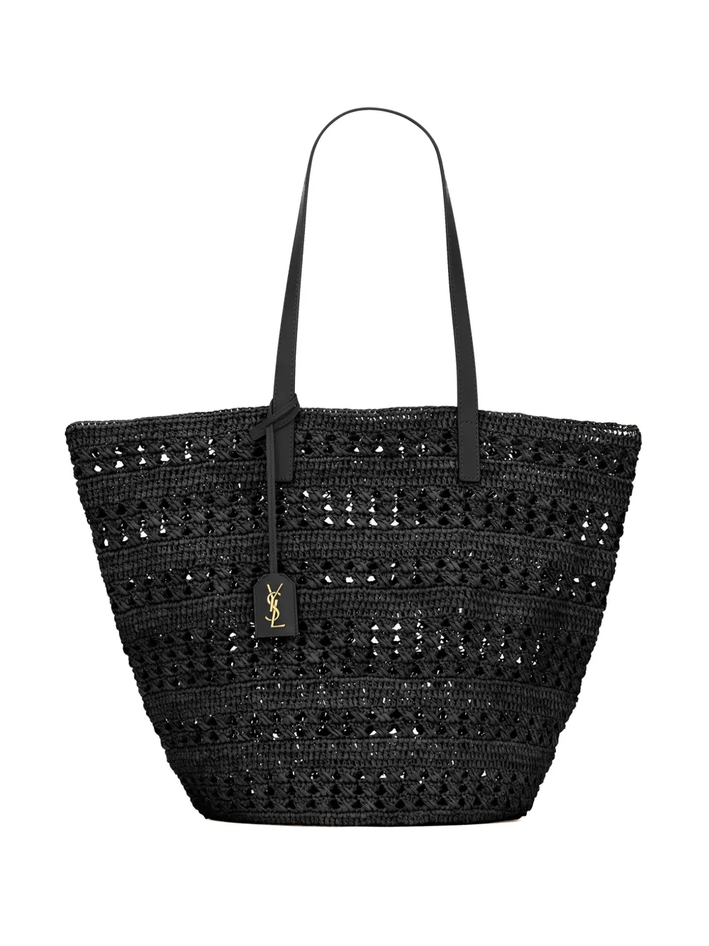 Saint Laurent Panier raffia mand Zwart