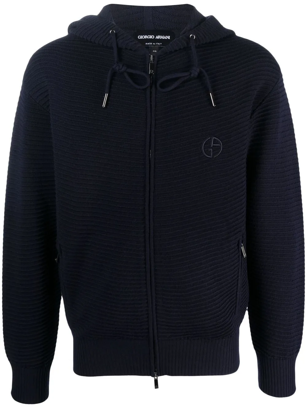 

Giorgio Armani hoodie con logo bordado y cierre - Azul