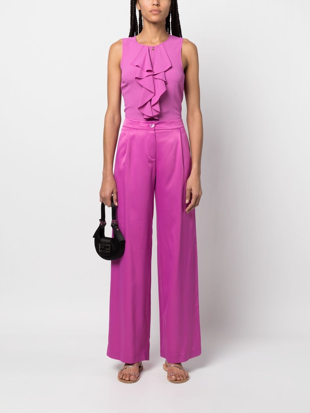 Shop Patrizia Pepe Pleat-detailing Wide-leg Trousers In Purple
