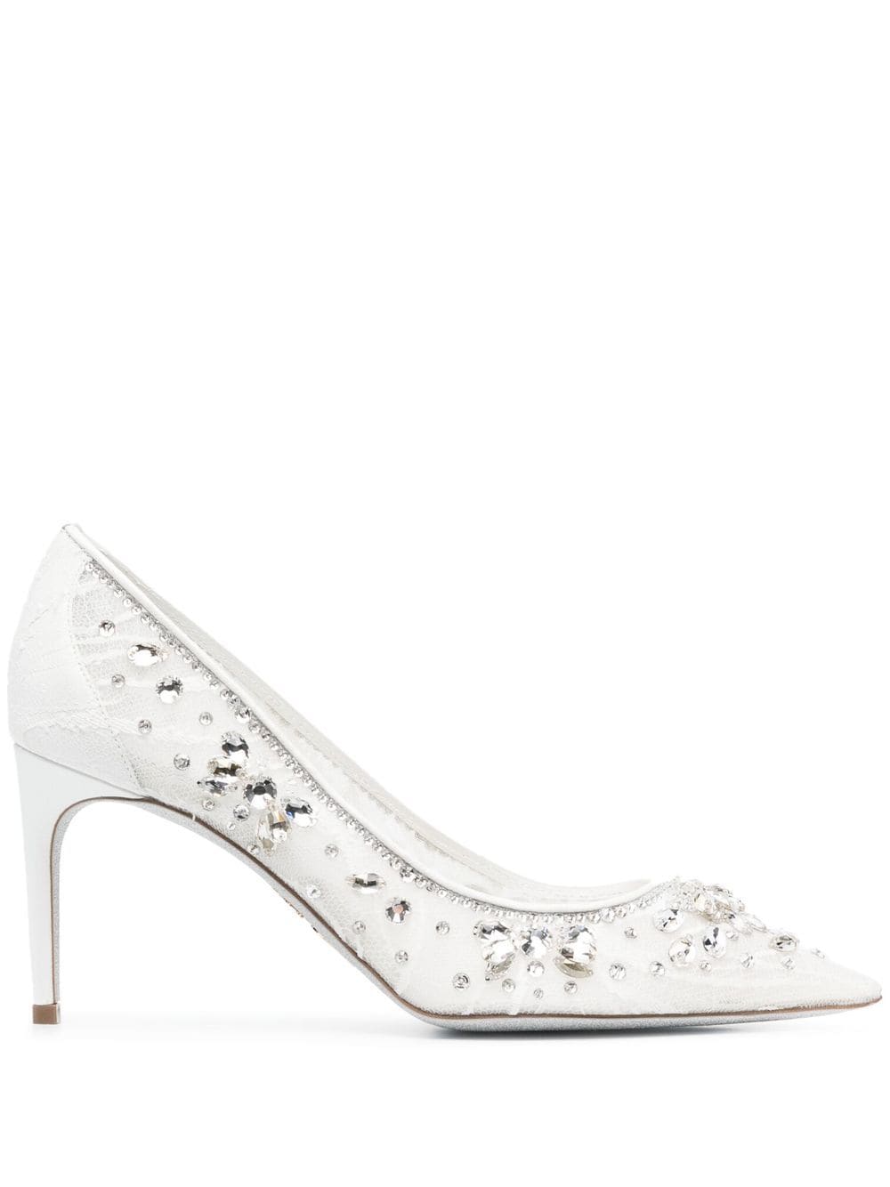 René Caovilla Crystal-embellished Pumps In White