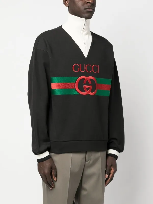 Gucci embroidered-logo high-neck Sweatshirt - Farfetch