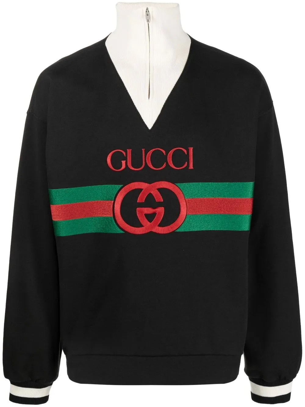 Gucci Embroidered-logo High-neck Sweatshirt In 1283 Black