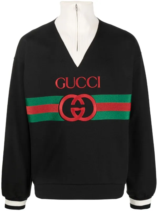 Gucci embroidered logo high neck Sweatshirt Farfetch