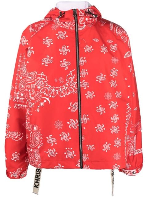 paisley-embroidery hooded jacket