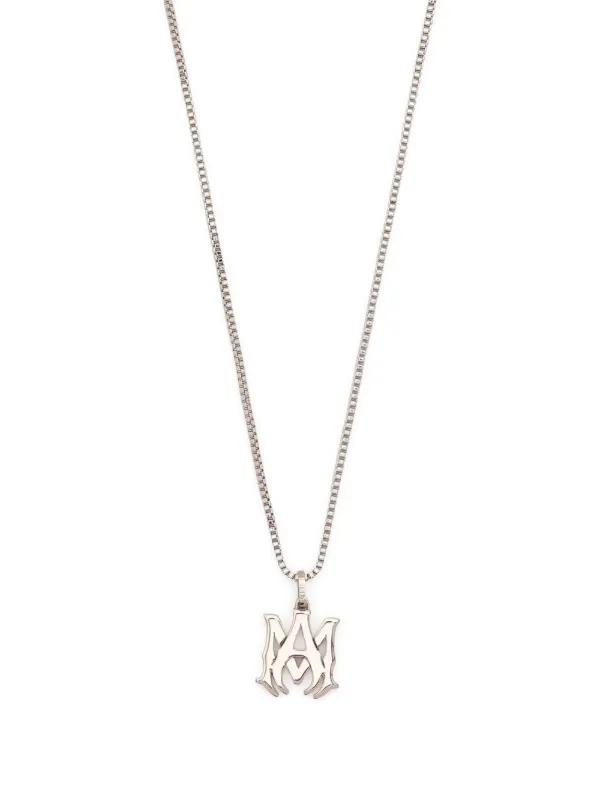 AMIRI logo-charm Detail Necklace | Silver | FARFETCH