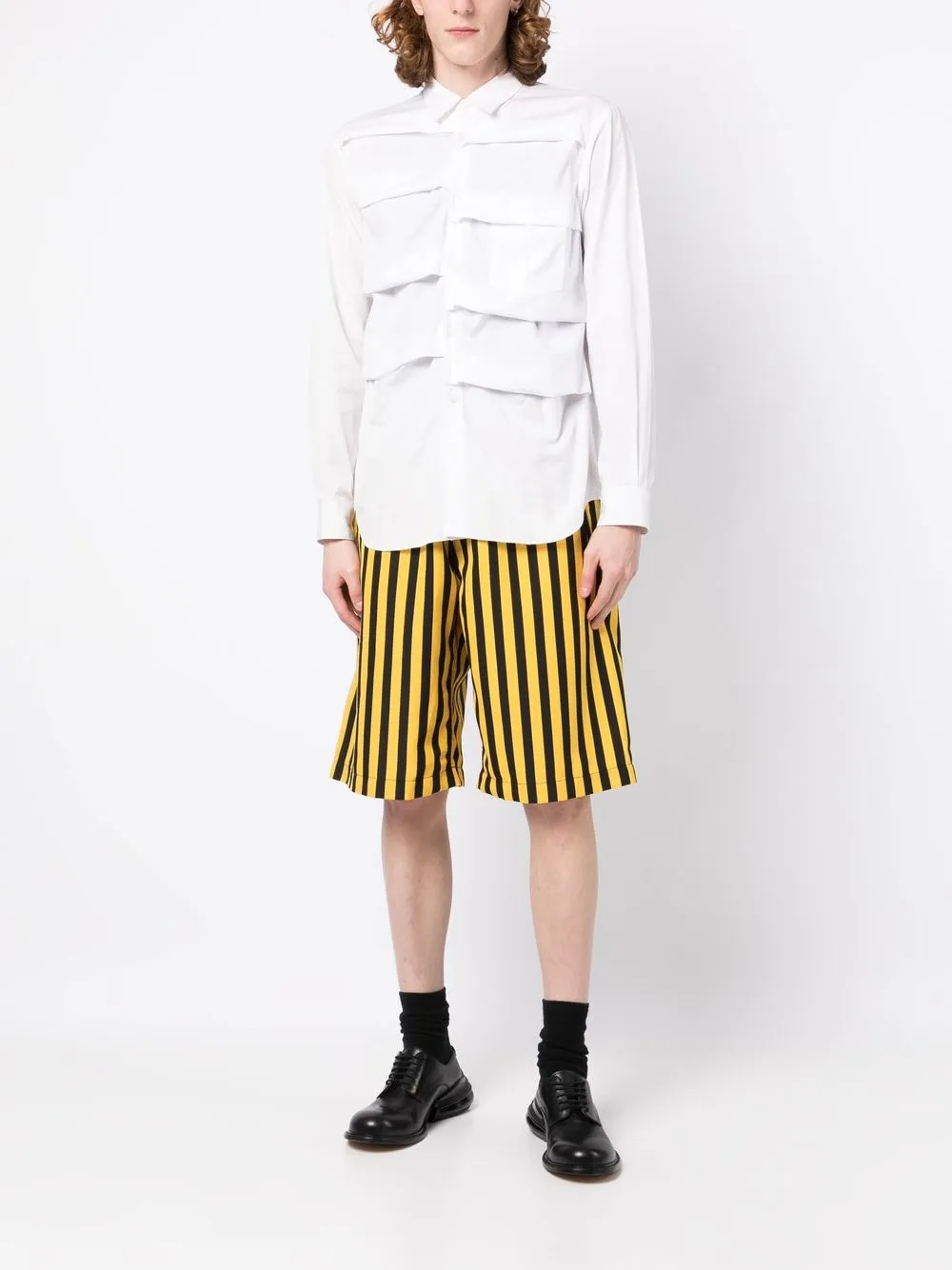 Comme Des Garçons Homme Plus Gestreepte shorts - Zwart