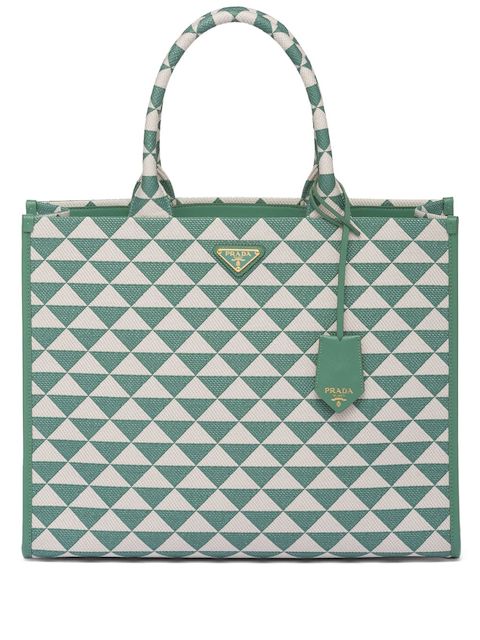 Prada large Symbole embroidered tote bag