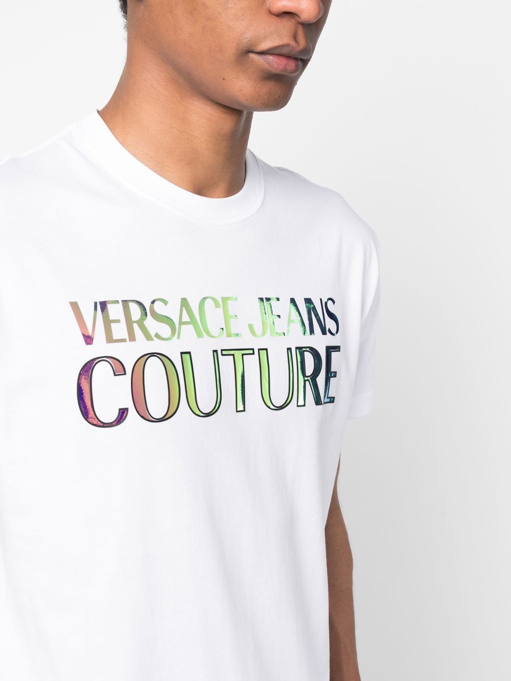 Versace Jeans Couture Metallic logo-print T-shirt - Farfetch