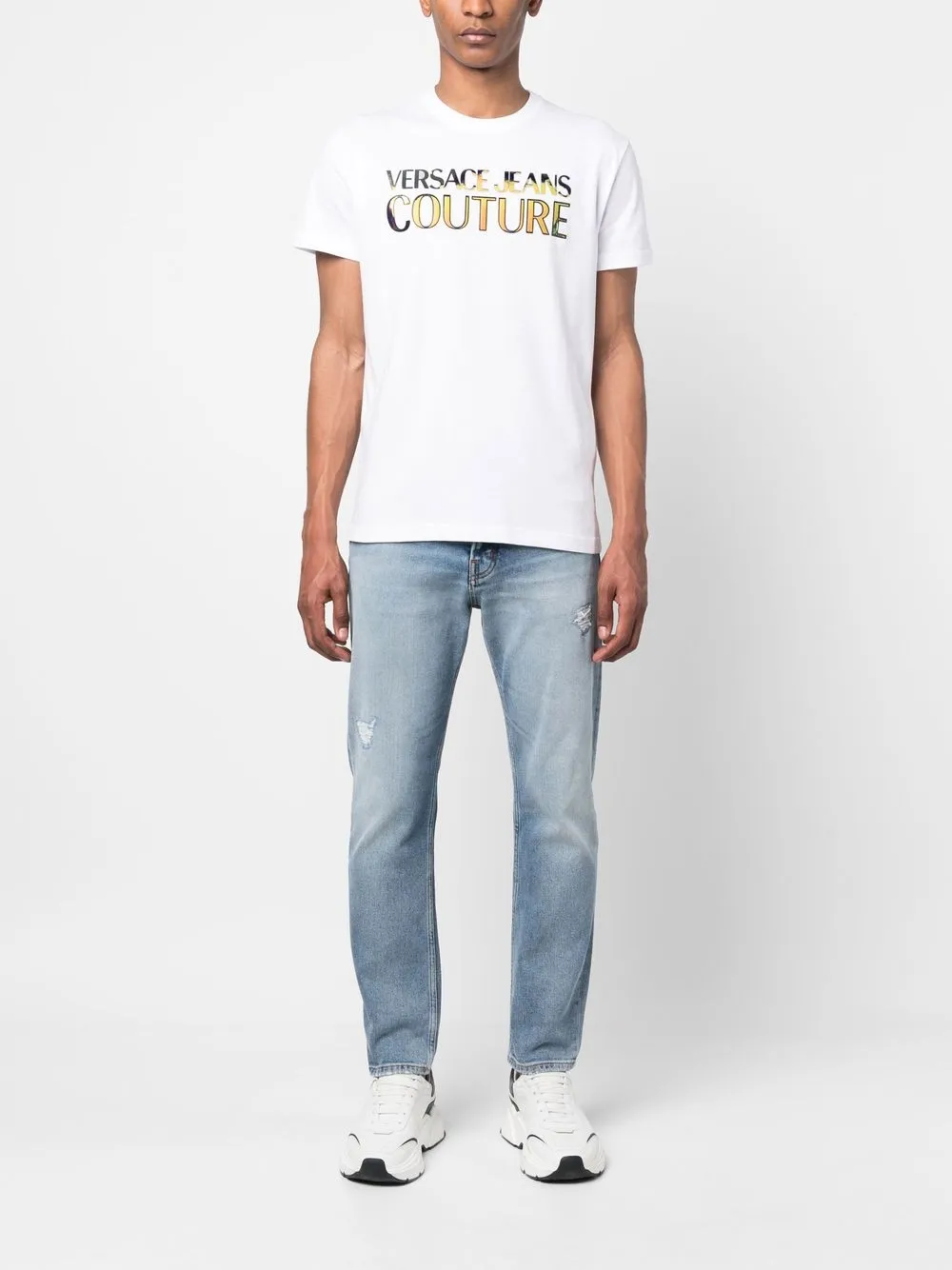 Versace Jeans Couture T-shirt met logoprint - G03 BIANCO