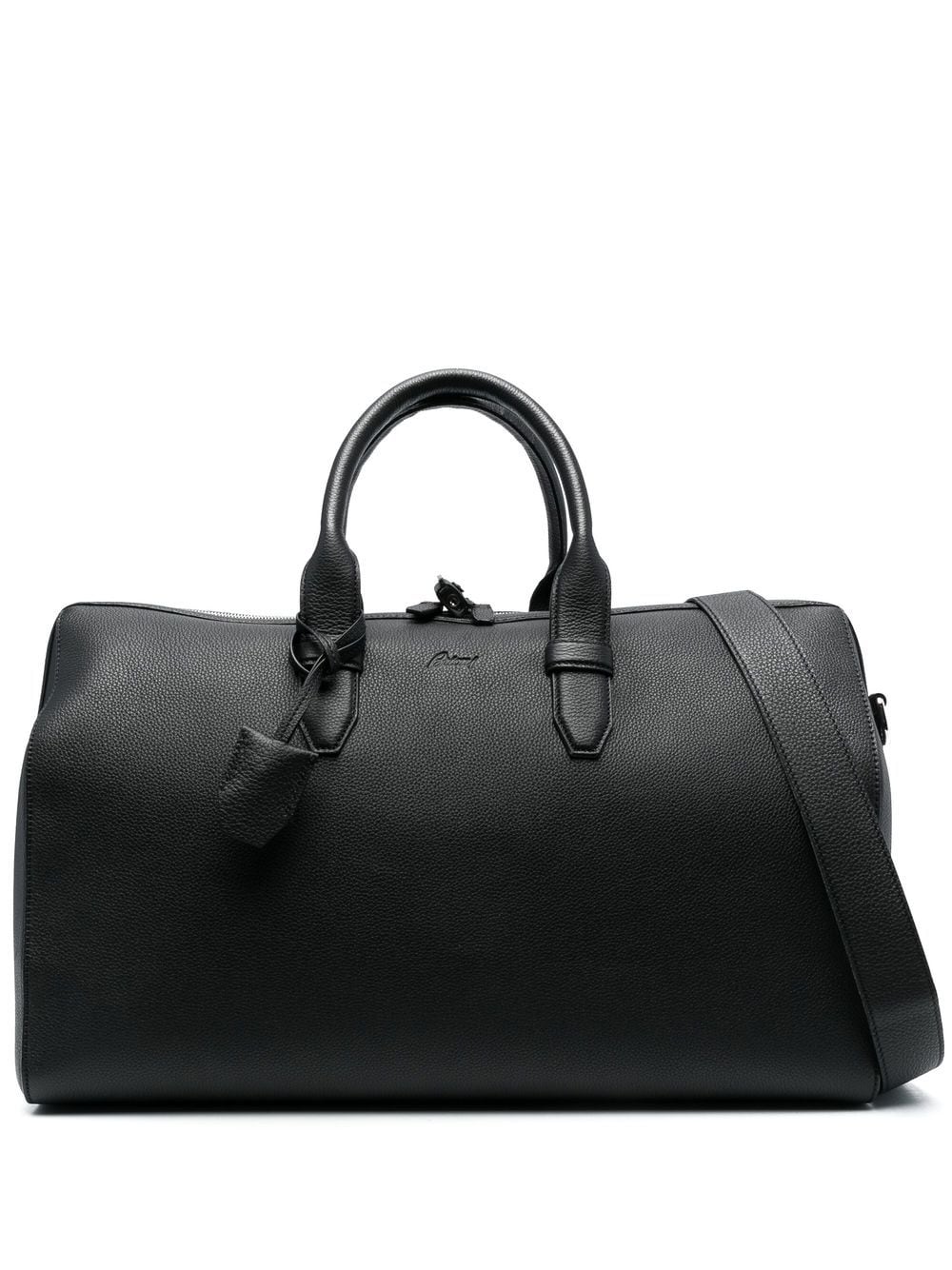 Brioni Grained-texture Leather Travel Bag In Schwarz
