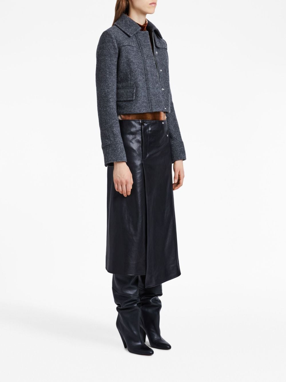 Shop Proenza Schouler Zipped Wool Cropped Jacket In Grey