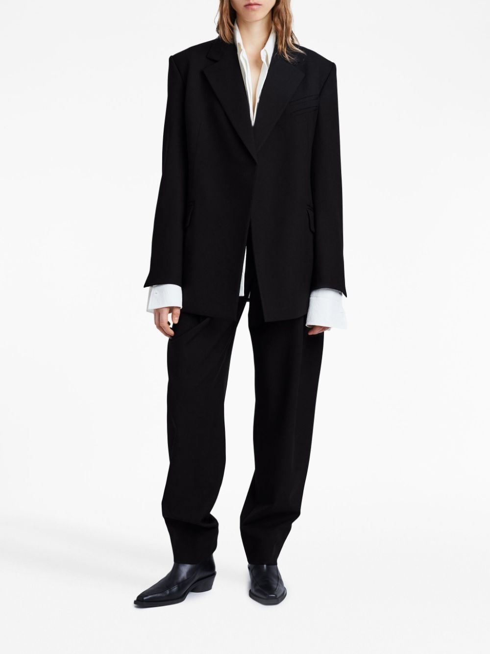 Shop Proenza Schouler Double-breasted Wool-blend Blazer In Black