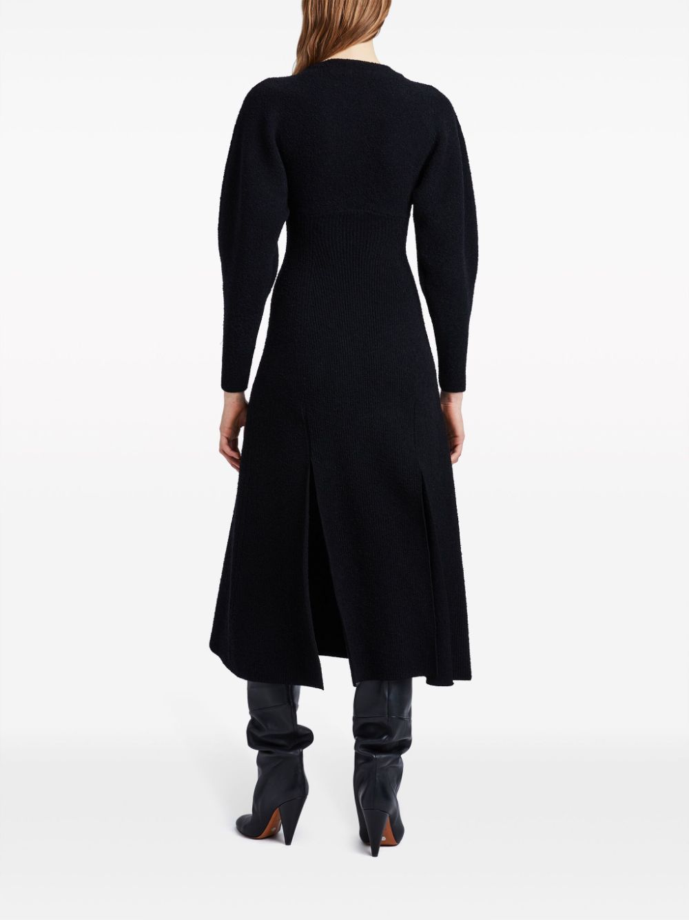 Shop Proenza Schouler Long-sleeved Knitted Midi Dress In Black