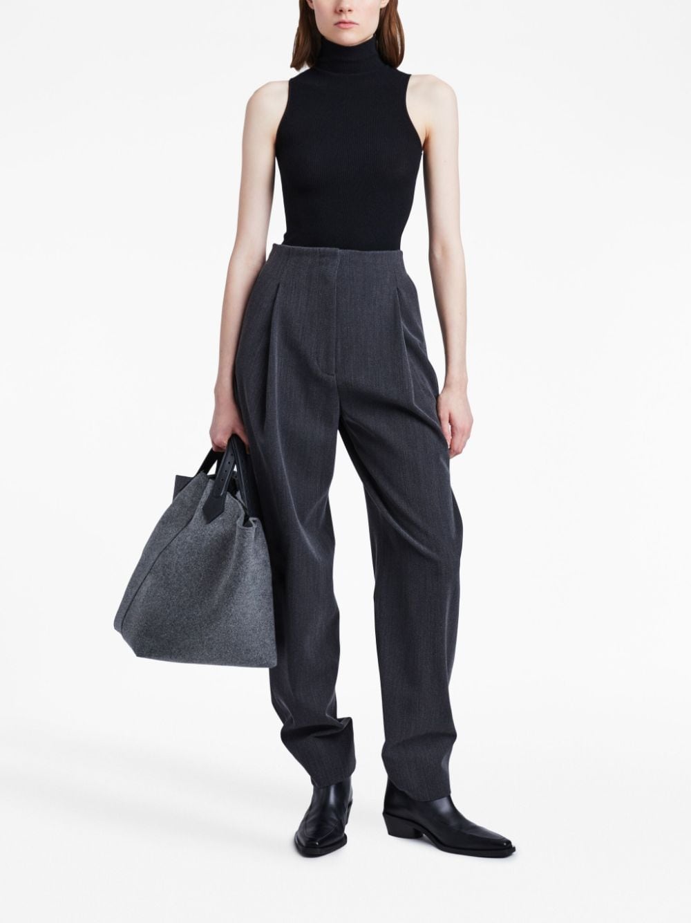 Shop Proenza Schouler Matte Ribbed-knit Sleeveless Top In Black