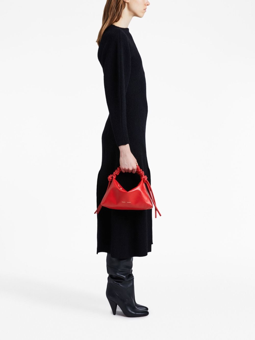 Shop Proenza Schouler Mini Drawstring Leather Tote Bag In Red