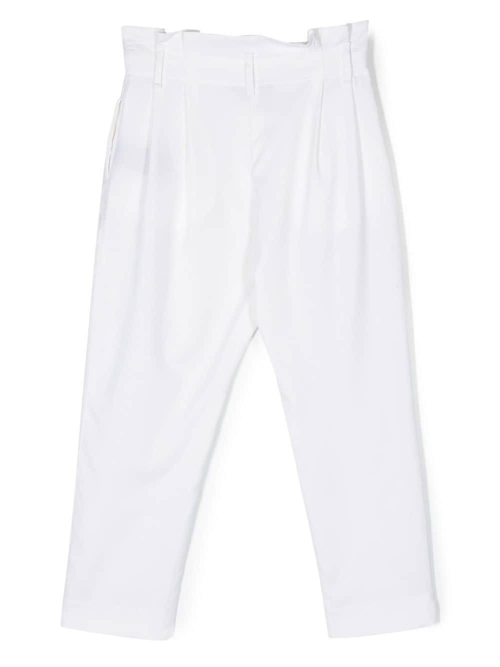Shop Balmain Pleat-detail Wool Trousers In White