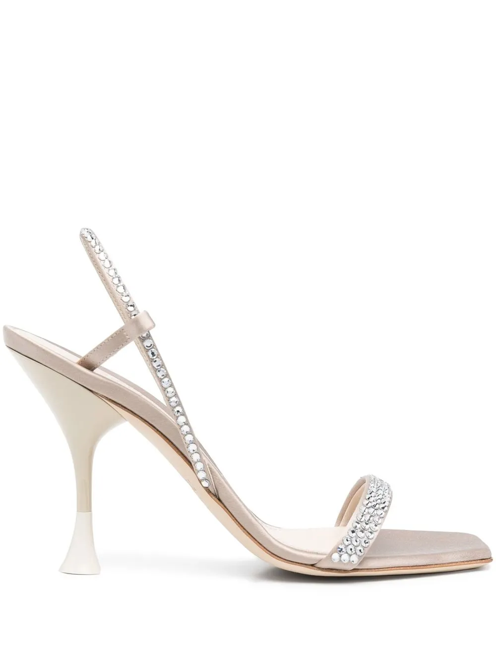 3juin Crystal-embellished Single-strap Sandals In Beige,silver