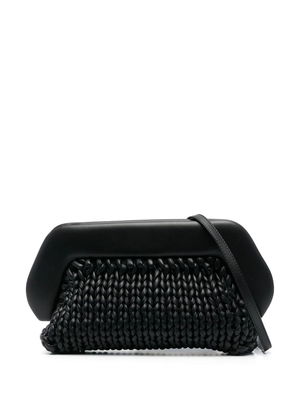 

Themoirè cable knit leather satchel bag - Black
