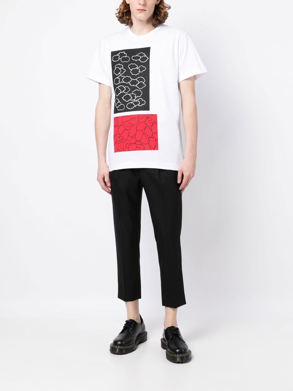 Shop Comme Des Garçons Homme Deux Graphic-print Cotton T-shirt In Weiss