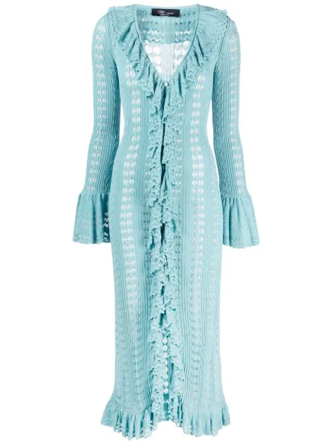 Blumarine lace-trimmed V-neck midi dress