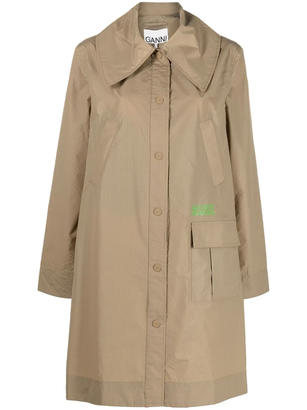 GANNI Oversized Collar Trench Coat - Farfetch