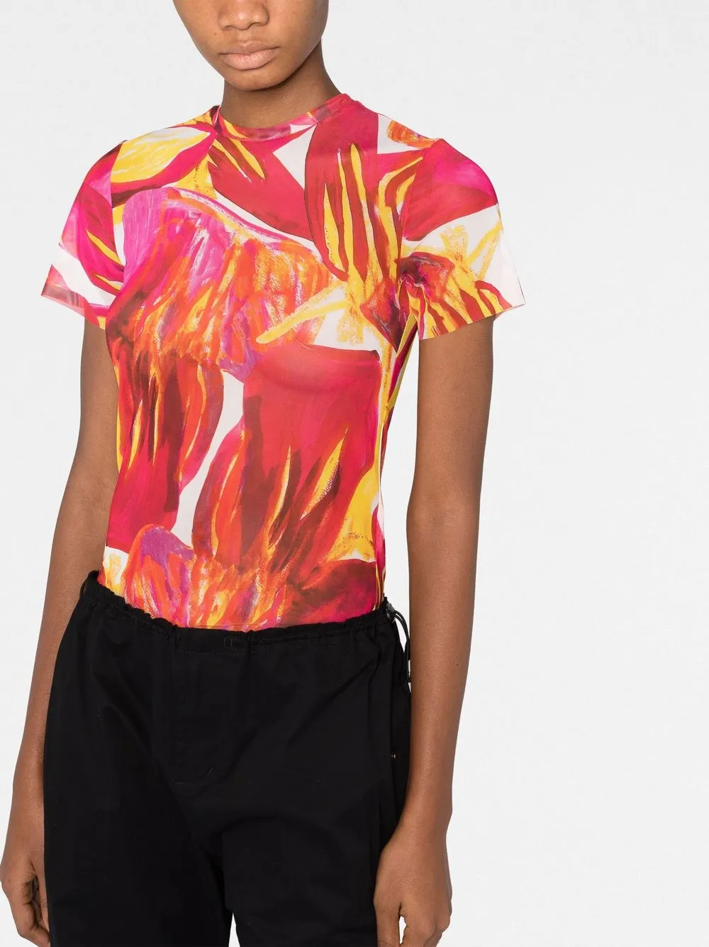 Shop Louisa Ballou Transparent-effect Printed T-shirt In Pink