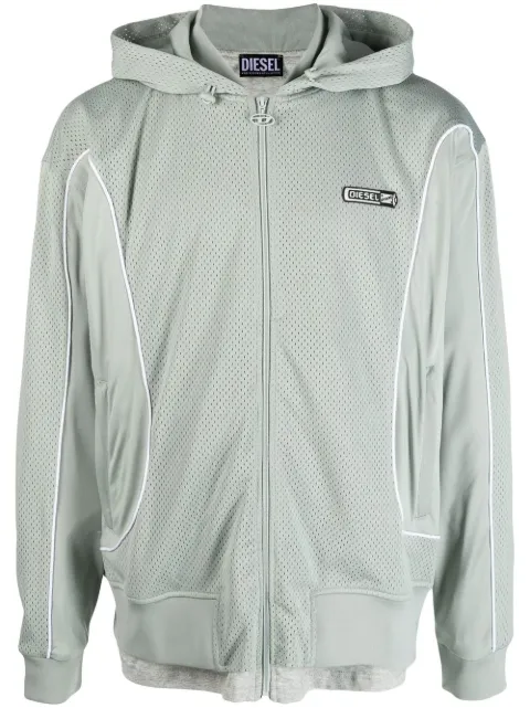 logo-patch zip-up hoodie