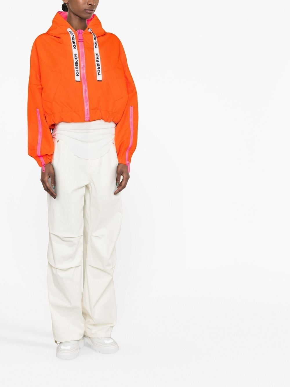 Shop Khrisjoy Zip-up Hooded Jacket In Orange