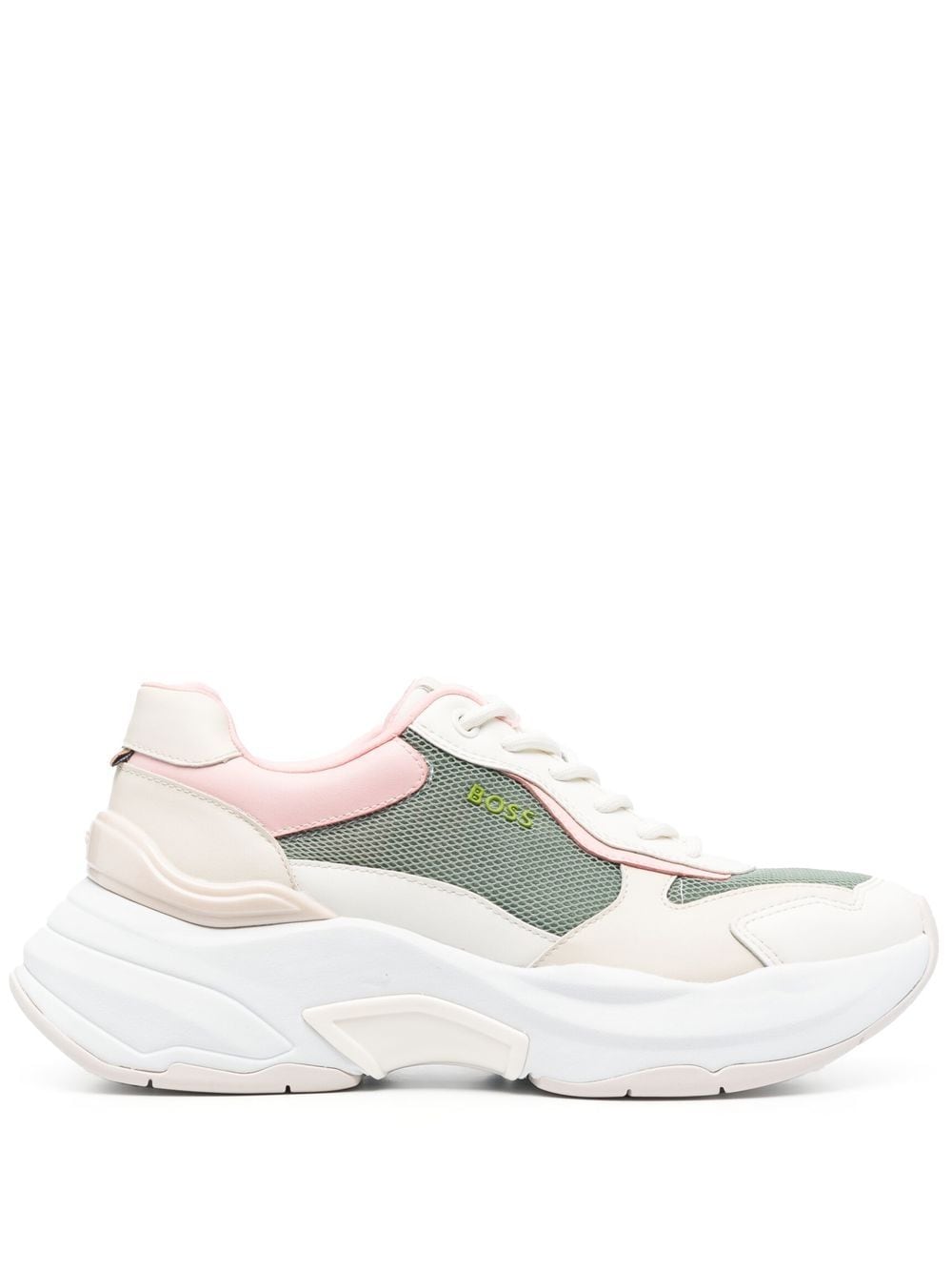 Hugo Boss Mixed-material Chunky Trainers With Bonded Leather In Light Green