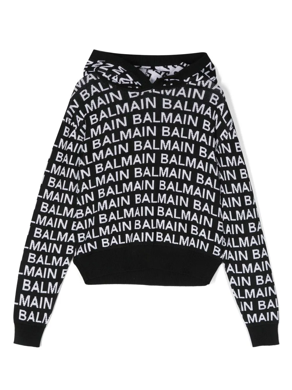 

Balmain Kids all-over monogram knit hoodie - Black