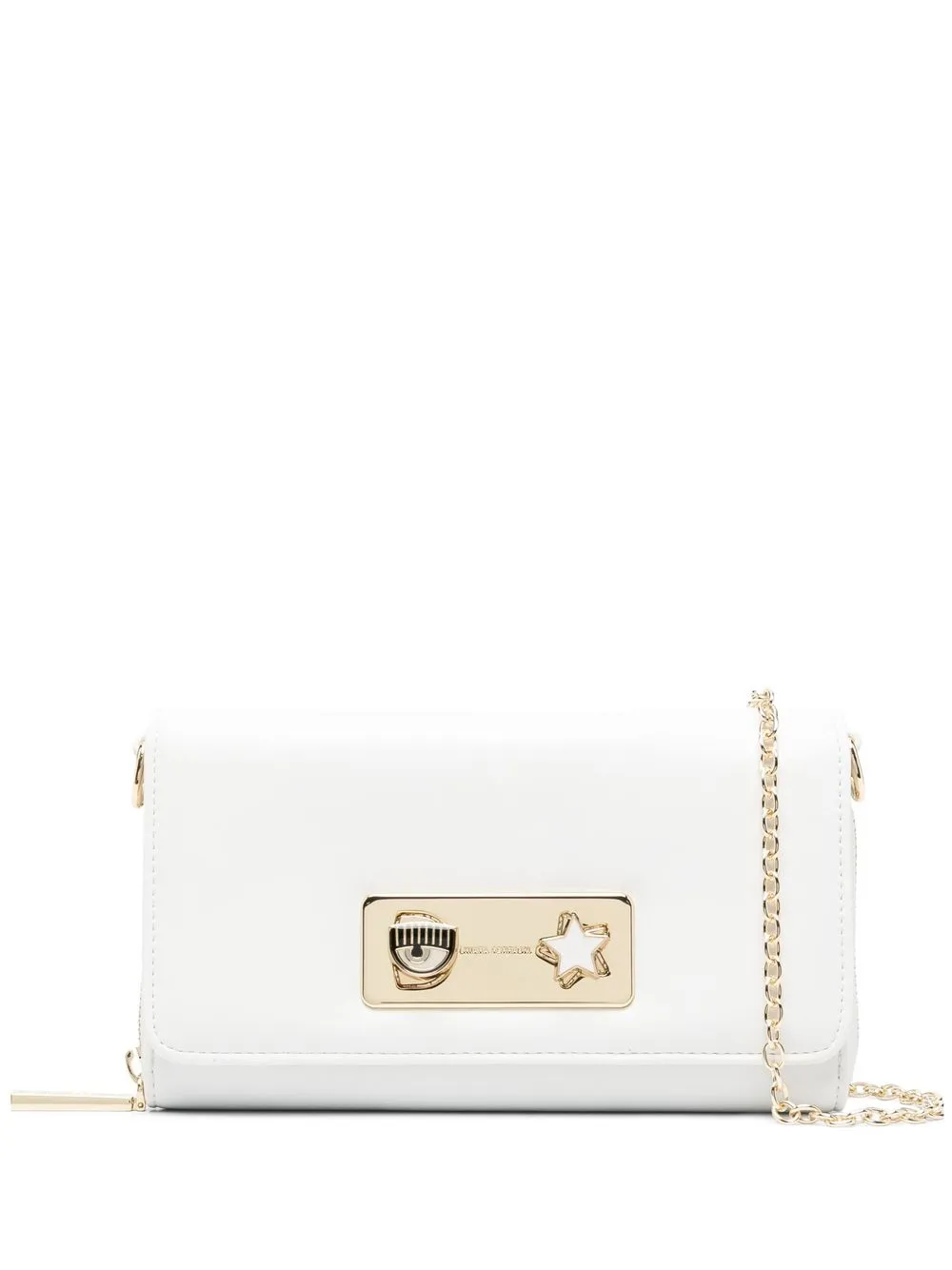 

Chiara Ferragni logo-plaque clutch bag - White