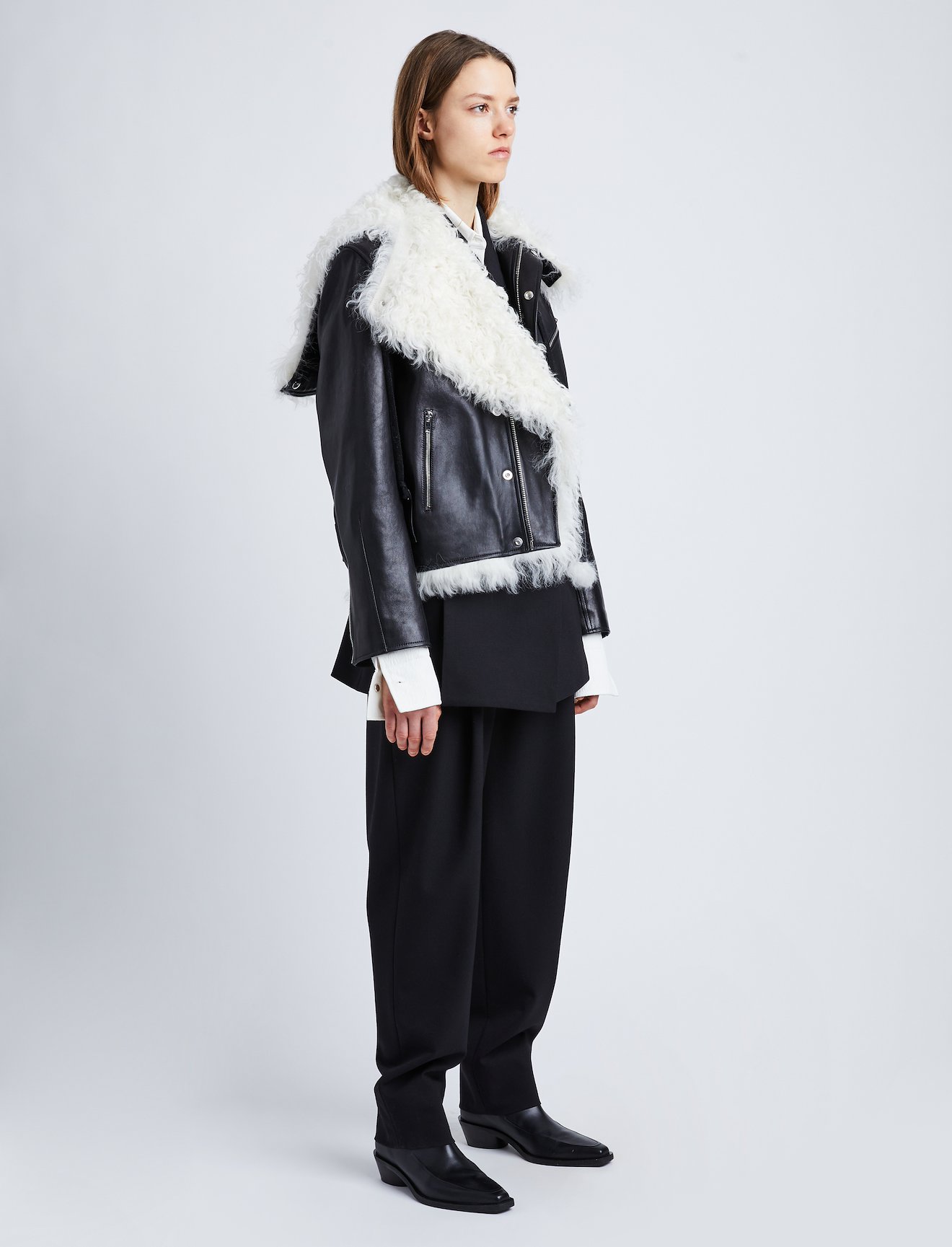 Leather Shearling Motorcycle Jacket #2