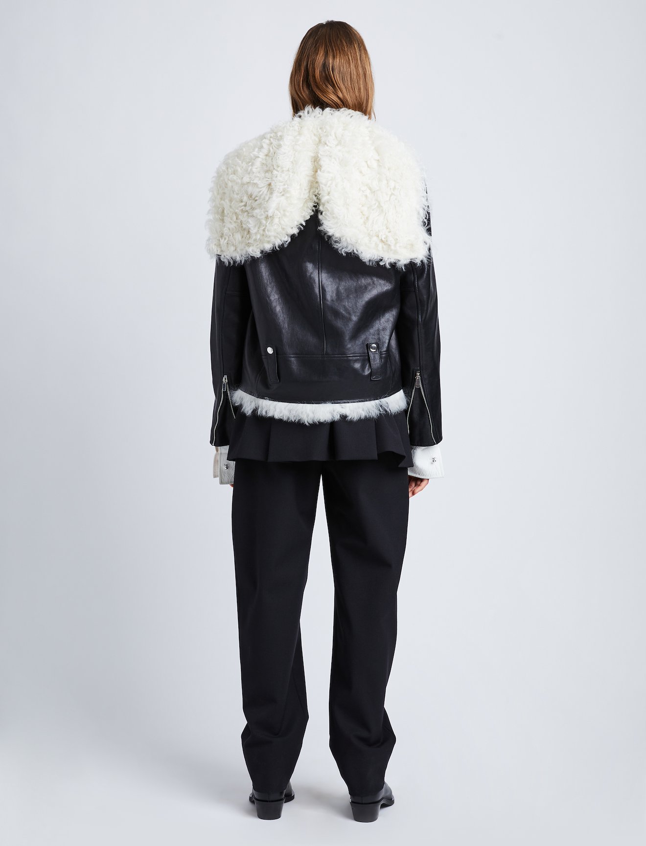 Leather Shearling Motorcycle Jacket #3