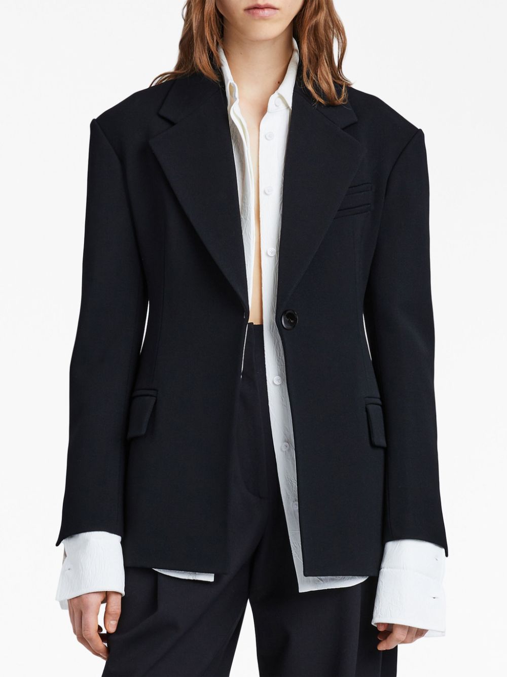 Proenza Schouler Blazer met enkele rij knopen Zwart