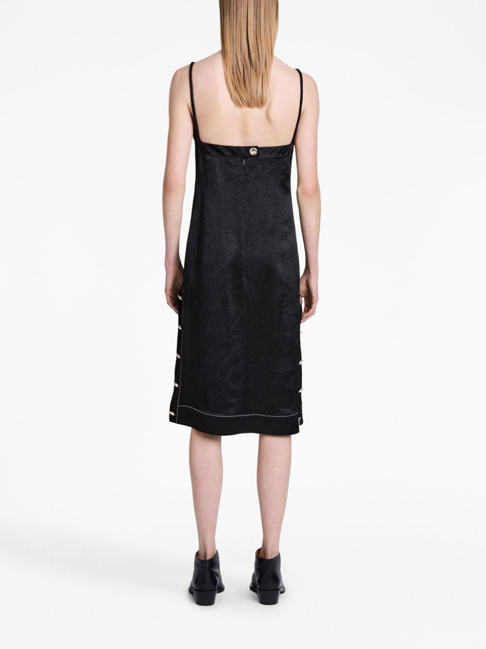 Shop Proenza Schouler Flou Crinkled Midi Dress In Black