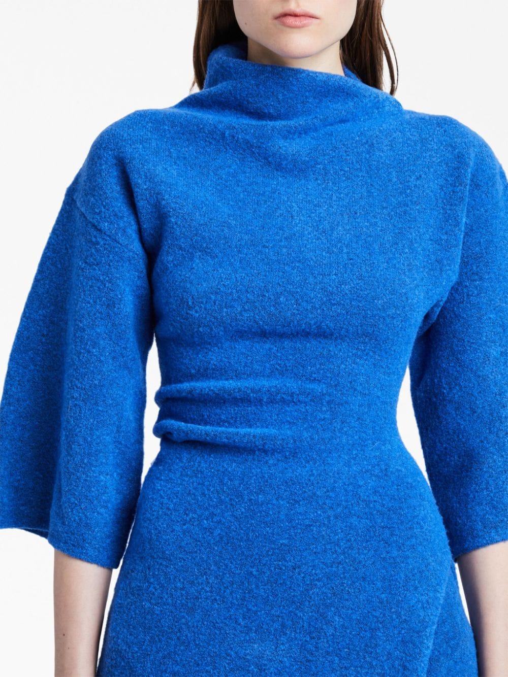 Shop Proenza Schouler Cowl-neck Drop-shoulder Dress In Blue