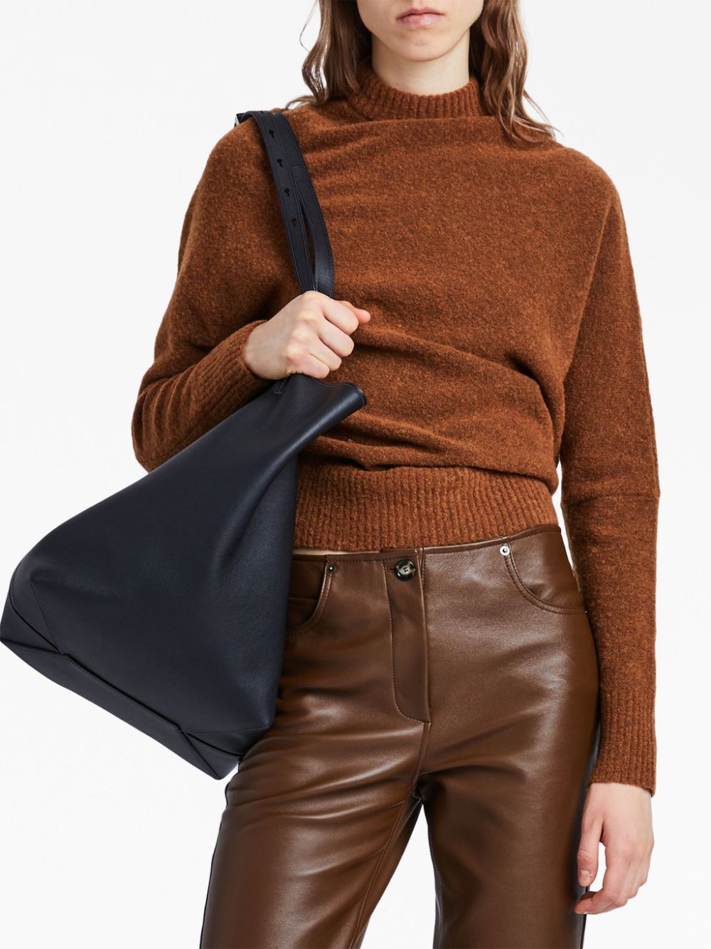 Shop Proenza Schouler Brushed-knit Slouchy Jumper In Brown
